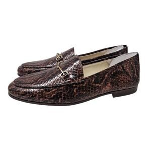 NEW Sam Edelman 7.5 Brown Snakeskin Horsebit Loraine Loafer Leather Minimalist